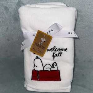 Rae Dunn Peanuts White and Red Snoopy Hand Towels